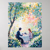 ポインティリシムカップル楽しむ茶のアウトドア ポスター (正面)