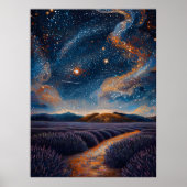 ポインティリストのスターリーラベンダーフィールドスタイル ポスター (正面)