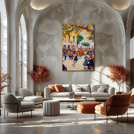 ポインティリスムオーケストラ演奏アウトドア ポスター