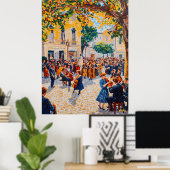 ポインティリスムオーケストラ演奏アウトドア ポスター (ホームオフィス)