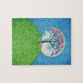 ポインティリズム春ツリーオリジナルアート ジグソーパズル (横)