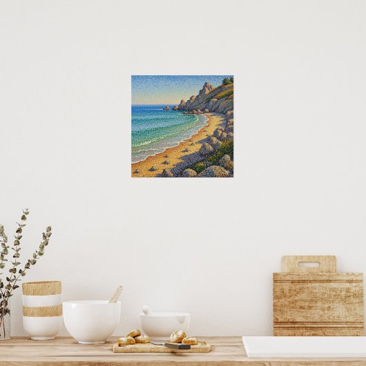 ポインティリズム海岸景観 ポスター (キッチン)