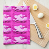 ポインティングピンクの人魚 キッチンタオル (四つ折り)