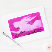 ポインティングピンクの人魚 長方形シール (封筒)