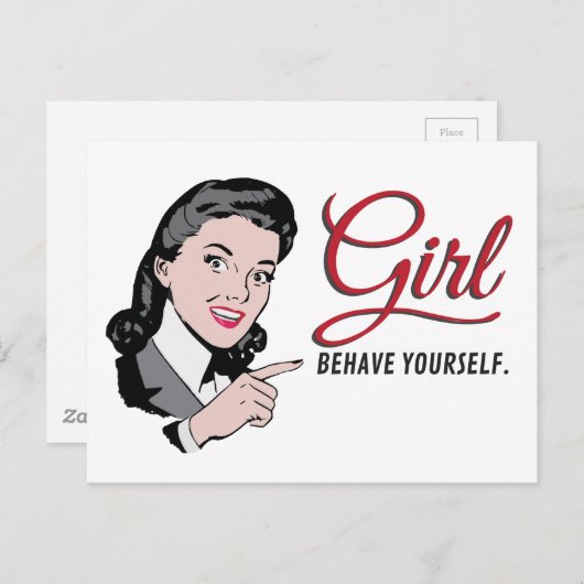 ポインティング文字ガールで自分を振る舞う ポストカード (正面/裏面)