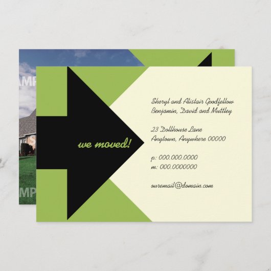 ポインティング矢印移動のアナウンスと招待状 招待状 (正面/裏面)