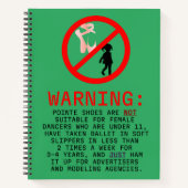 ポインテシューズ警告ズシーグリーンパーソナライズされた ノートブック (正面)