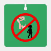 ポインテシューズ警告ズシーグリーン メタルオーナメント (正面)