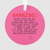 ポインテシューズ警告ズホットピンクアクリル オーナメント (裏面)