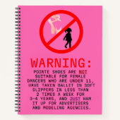 ポインテシューズ警告ズホットピンクパーソナライズされた ノートブック (正面)