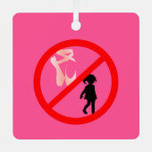 ポインテシューズ警告ズホットピンク メタルオーナメント (正面)