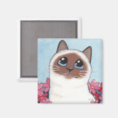ポインテッドバーマンキャット&フラワーズ – Cat Art Magnet マグネット (正面/裏面)