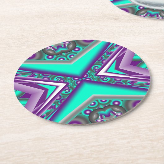 ポイントに対して同心円で囲まれた抽象芸術 ラウンドペーパーコースター (アングル)