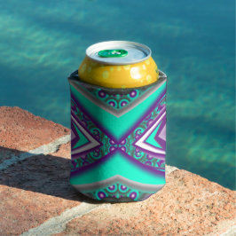 ポイントに対して同心円で囲まれた抽象芸術 缶クーラー