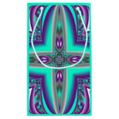 ポイントに引き出された同心円抽象芸術 スモールペーパーバッグ (裏面)