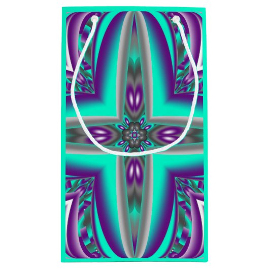 ポイントに引き出された同心円抽象芸術 スモールペーパーバッグ (裏面)