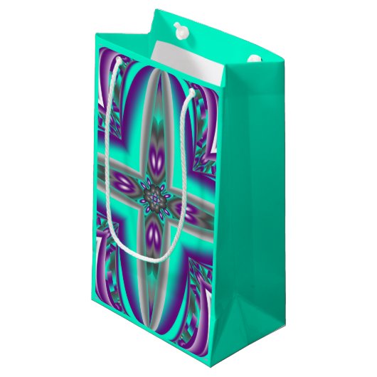 ポイントに引き出された同心円抽象芸術 スモールペーパーバッグ (正面アングル)