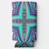 ポイントに引き出された同心円抽象芸術 スリム缶クーラー (裏面)