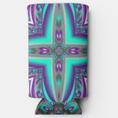 ポイントに引き出された同心円抽象芸術 スリム缶クーラー (正面)