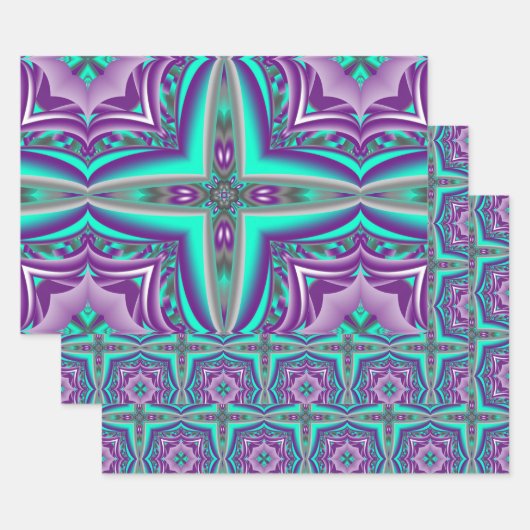 ポイントに引き出された同心円抽象芸術 ラッピングペーパーシート (セット)