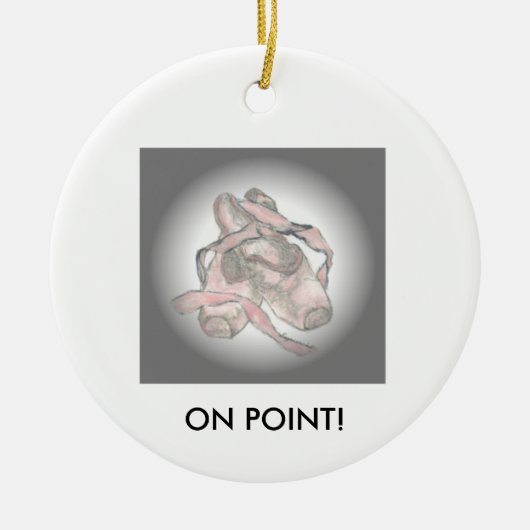ポイントのバレエシューズのオーナメント! セラミックオーナメント (正面)