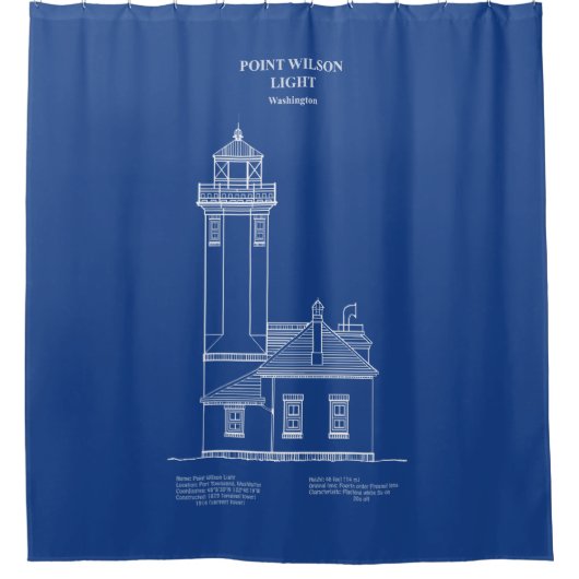 ポイントウィルソン灯台 – ワシントン – AD シャワーカーテン (正面)