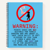 ポイントシューズ警告ズスカイブルーパーソナライズされた ノートブック (正面)