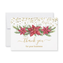 ポイントセティア、パイン、金ゴールド紙吹雪ビジネスクリスマス