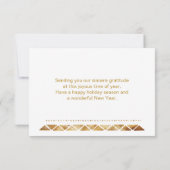 ポイントセティア、パイン、金ゴールド紙吹雪ビジネスクリスマス サンキューカード (裏面)