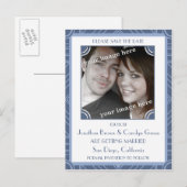 ポイントブロックパープルアールデコ日付ポストカードを保存 案内ポストカード (正面/裏面)