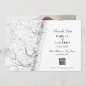 ポイントプレザントニュージャージーマップエレガントウェディング セーブザデート (正面/裏面)