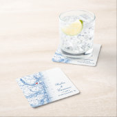 ポイントプレザントNJマップ結婚式の引き出物ネイビーブルー スクエアペーパーコースター (インサイチュ)