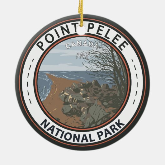 ポイントペリーナショナルパークトラベルアートヴィンテージバッジ セラミックオーナメント (裏面)