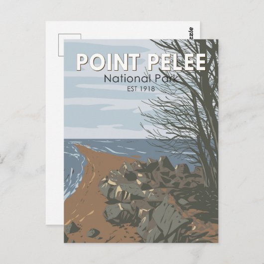 ポイントペリーナショナルパークトラベルアートヴィンテージ ポストカード (正面/裏面)