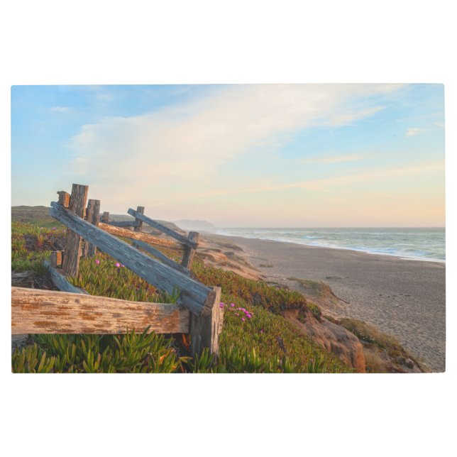 ポイントレイズビーチ夕べ メタルプリント (正面)