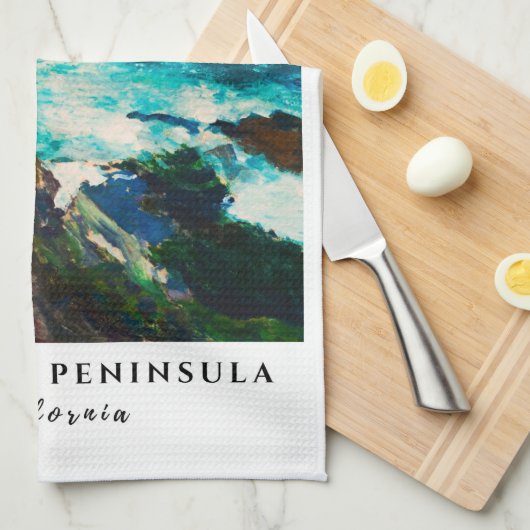ポイントロボモントレーペニンシュラカリフォルニアコースト キッチンタオル (四つ折り)