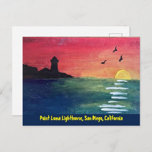 ポイントロマライトハウスサンディエゴCA ポストカード (正面/裏面)