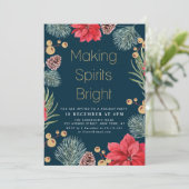 ポインモダンセチアフローラブルーホリデーパーティー 招待状 (スタンド正面)