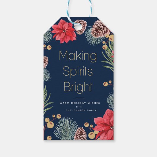 ポインモダンセチアフローラ青 ギフトタグ (正面)