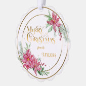 ポインモダンセチアリースと書道写真 オーナメントカード (左)