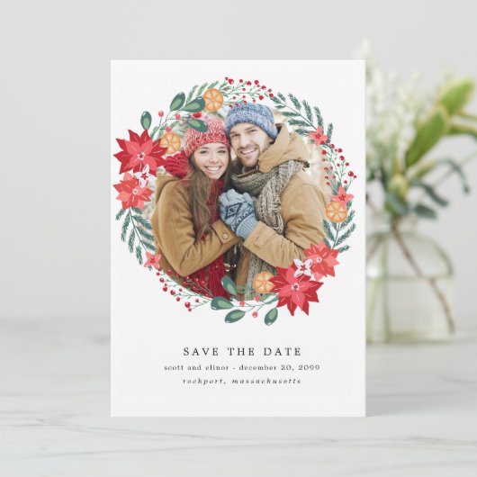 ポインモダンセチアリース結婚式の日付を保存 セーブザデート (スタンド正面)