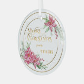 ポインモダンセチアリース（書道あり） ガラスオーナメント (正面左)