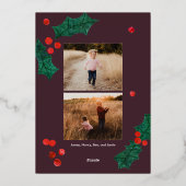 ポインモダンセチア箔クリスマスフォトカード 箔シーズンカード (裏面)