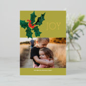 ポインモダンセチア箔クリスマスフォトカード 箔シーズンカード (立ち正面)