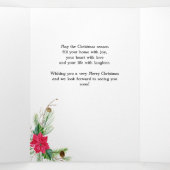 ポインモダンセチア、ホリー&パイン写真 三つ折りカード (内部中)