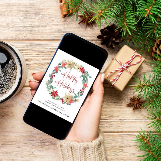 ポイン企業のセチアリースウォーターカラーホリデーカー シーズンカード