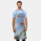 ポイン王室のシアナフラムボーヤントフラワースカイブルー エプロン (着用した状態)
