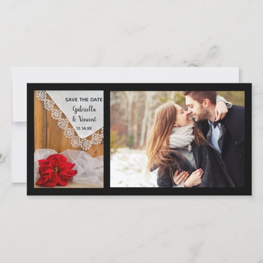 ポイン素朴セチアとレースの冬の日付を保存 セーブザデート (正面)