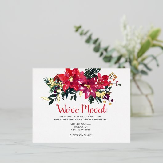 ポイン素朴セティアズベリー引っ越しましたホリデイ 箔招待状ポストカード (立ち正面)