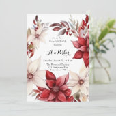 ポイン赤と白セチアリースブライダルシャワー 招待状 (スタンド正面)